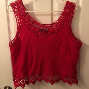 Red Lulu’s Crochet-Trim Crop Tank